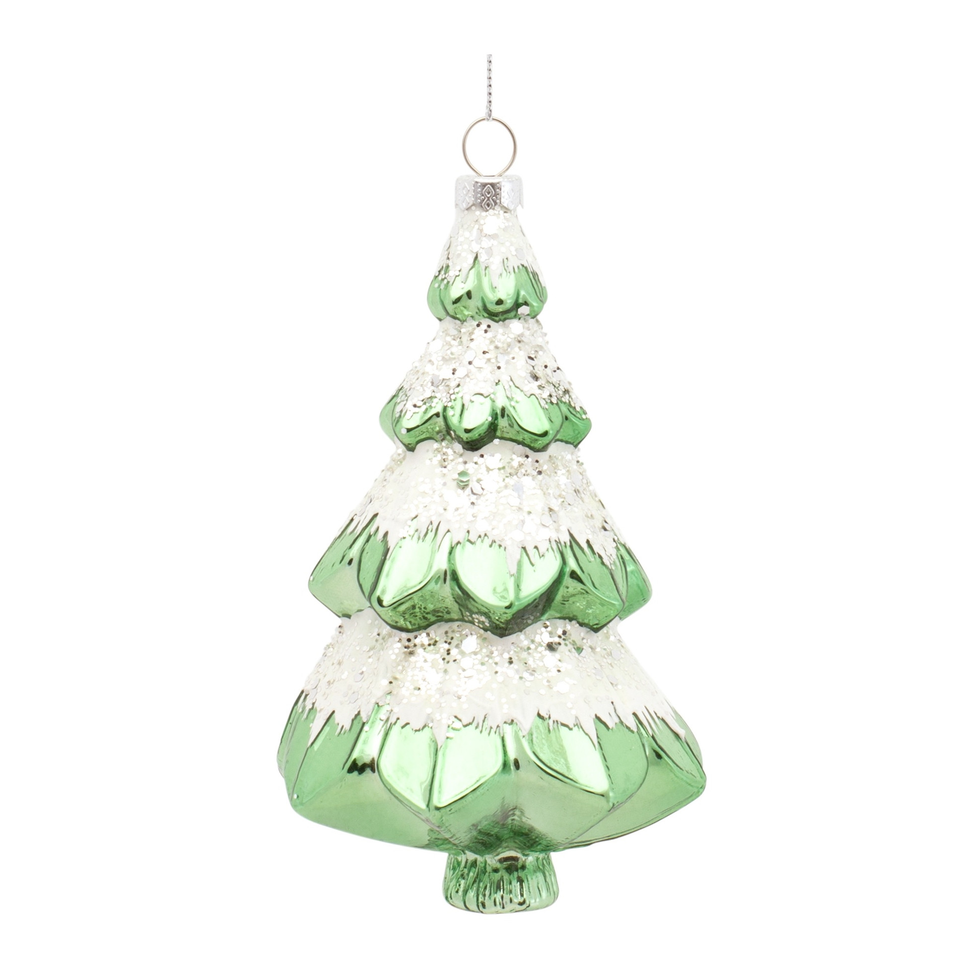 Set of 6 Green Glass Christmas Tree Ornaments 5.75" Christmas Central